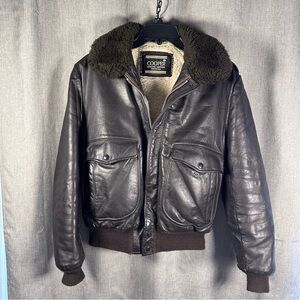 Cooper Genuine Leather Bomber Jacket Sherpa Lined Aviator Brown Vintage Size 40